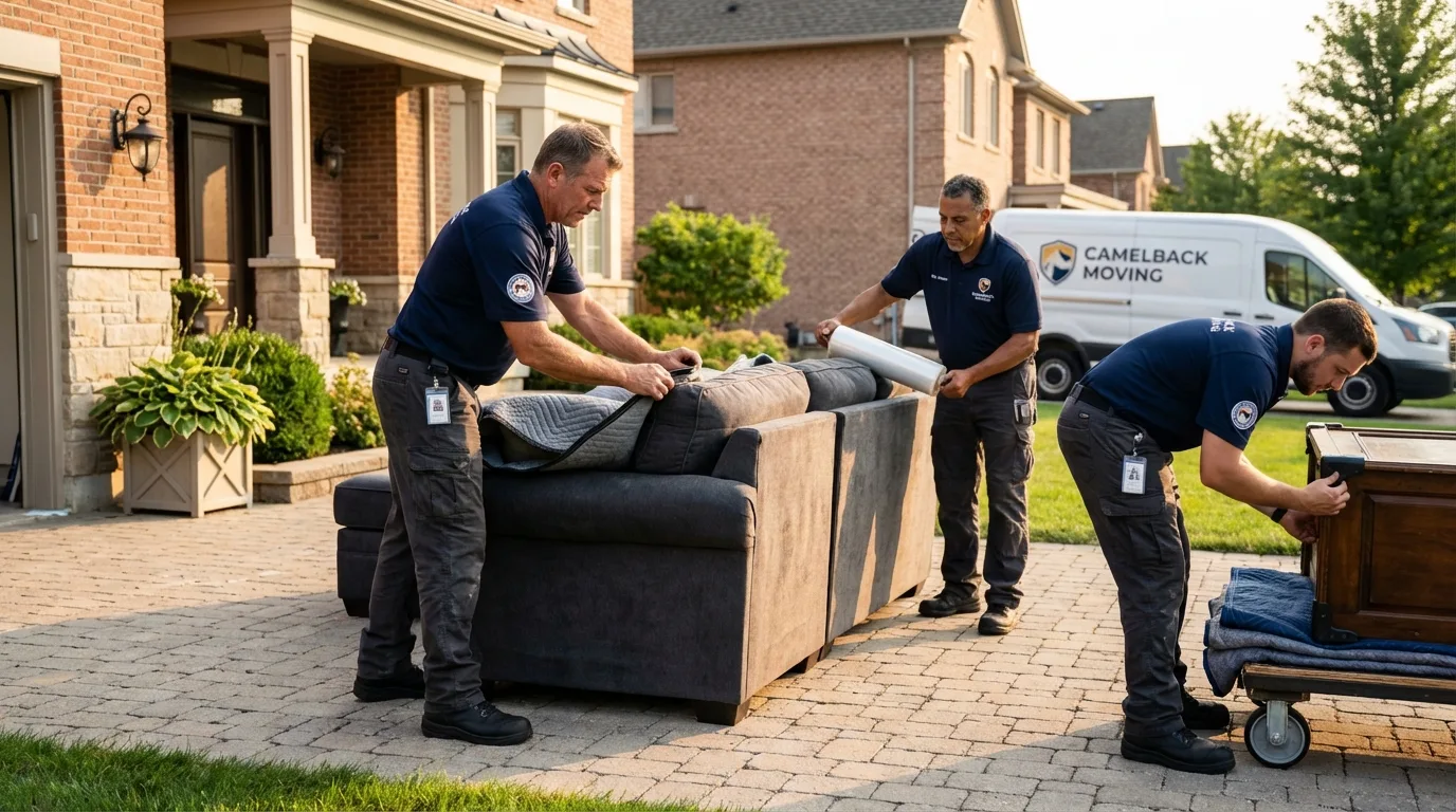 Large estate moving crew wrapping furniture in Daytona Beach, FL