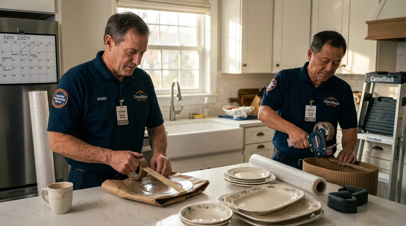 Professional crew packing kitchen dishware in Daytona Beach, FL